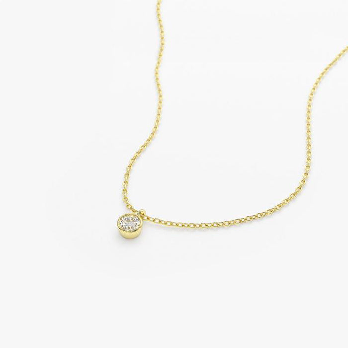Solitaire Diamond Pendant with 14k Gold Chain - J F W