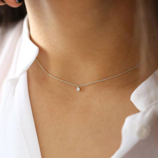 Diamond Necklaces for Women, Dainty 14K Gold Plated 925 Silver