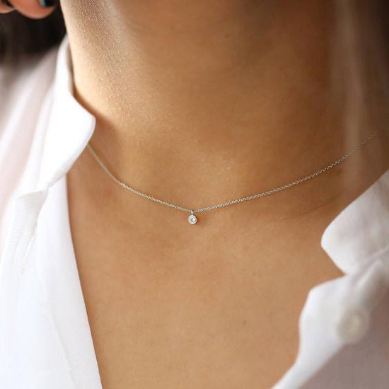Dainty diamond necklace white gold Clearance