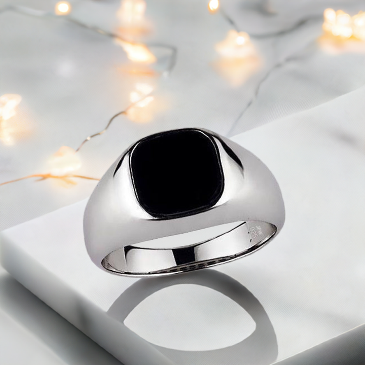 women's signet ring with onyx