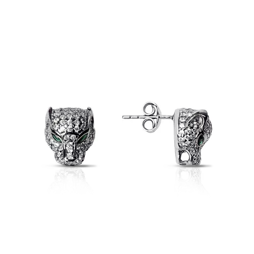 panther earrings 925 silver
