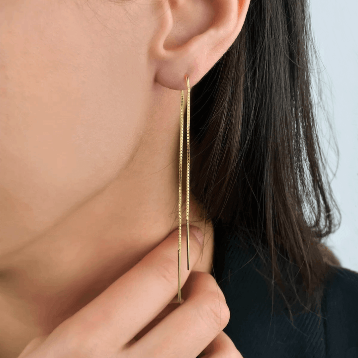 Thread Through Chain Earring Pull Through Long Chain Threader Earrings in Silver | JFW – JewelsForWomen