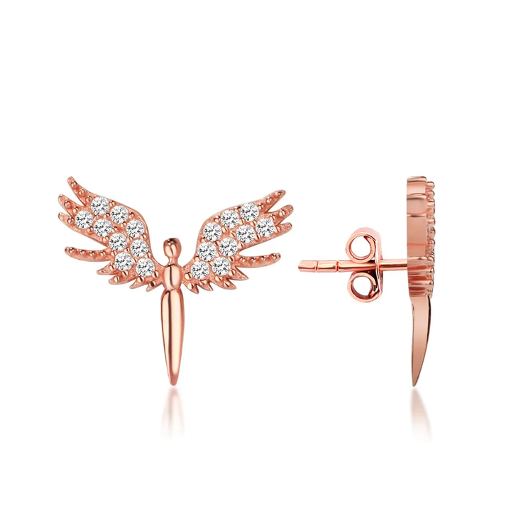 rose gold angel earrings