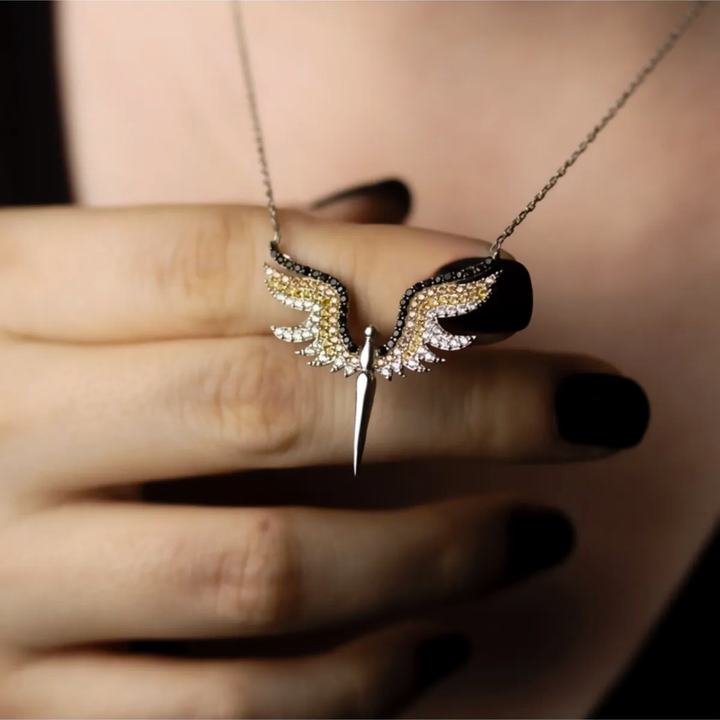 gemstone angel necklace