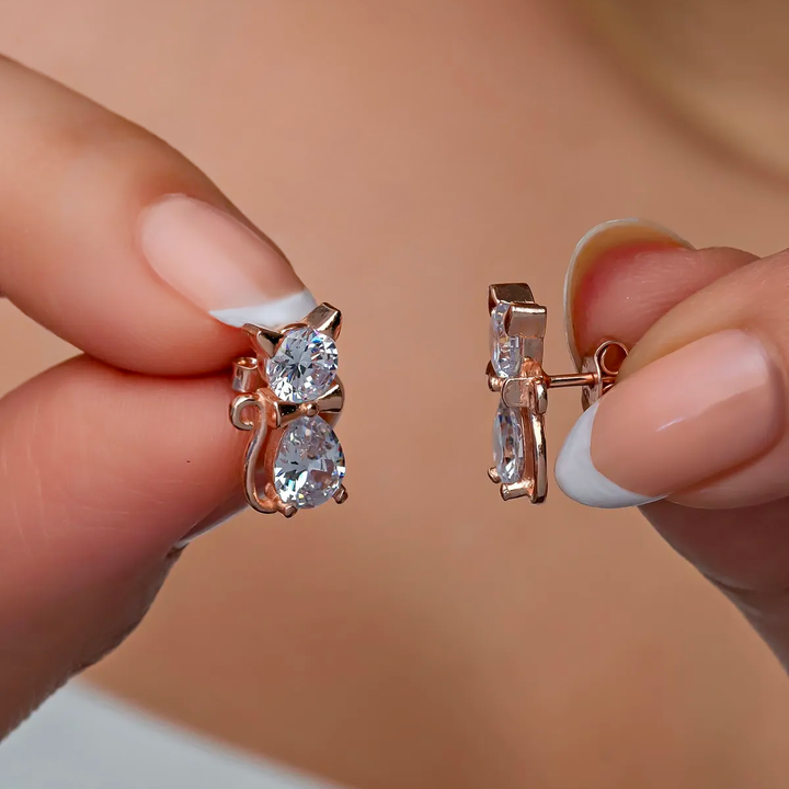 Cat Earrings with CZ