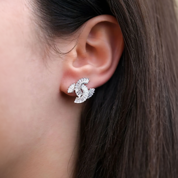 Baguette Crystal Double C Earrings