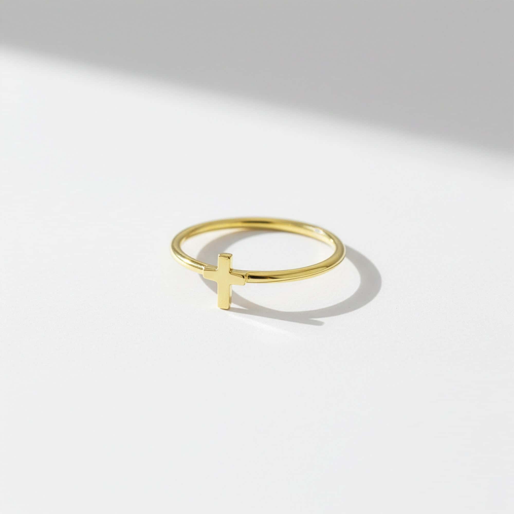Cross Ring in Gold-Plated Sterling Silver Dainty Jewelry | JFW
