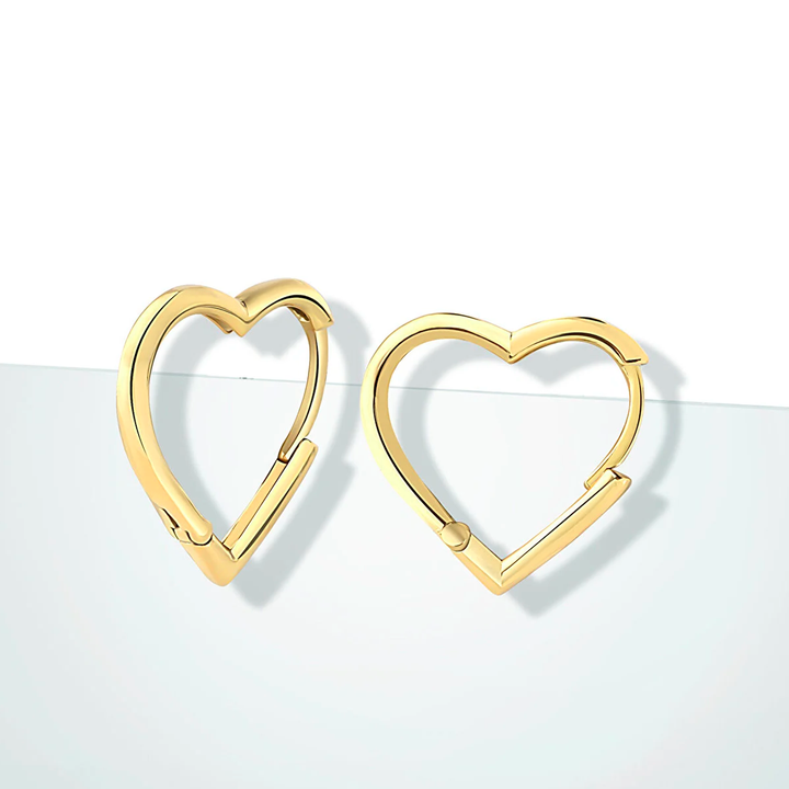 Gold Heart-Shaped Hoops