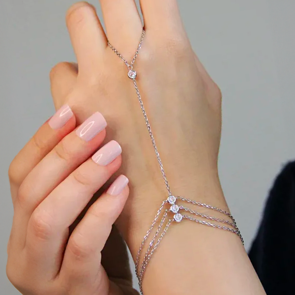 Celebrity Multi Chain Slave Bracelet with Finger Ring
