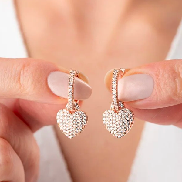 puffed heart hoop earrings