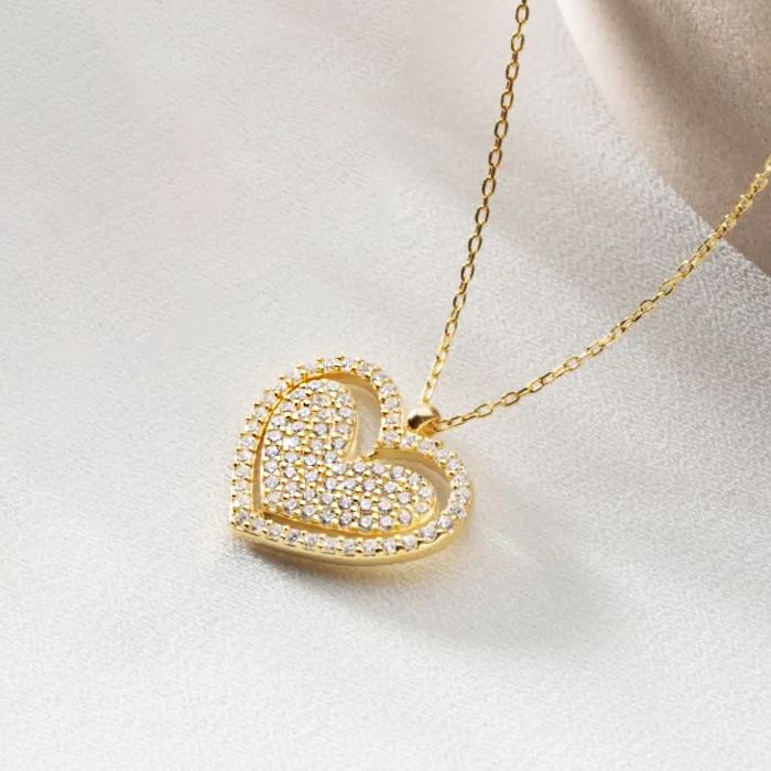 double sided heart necklace gold