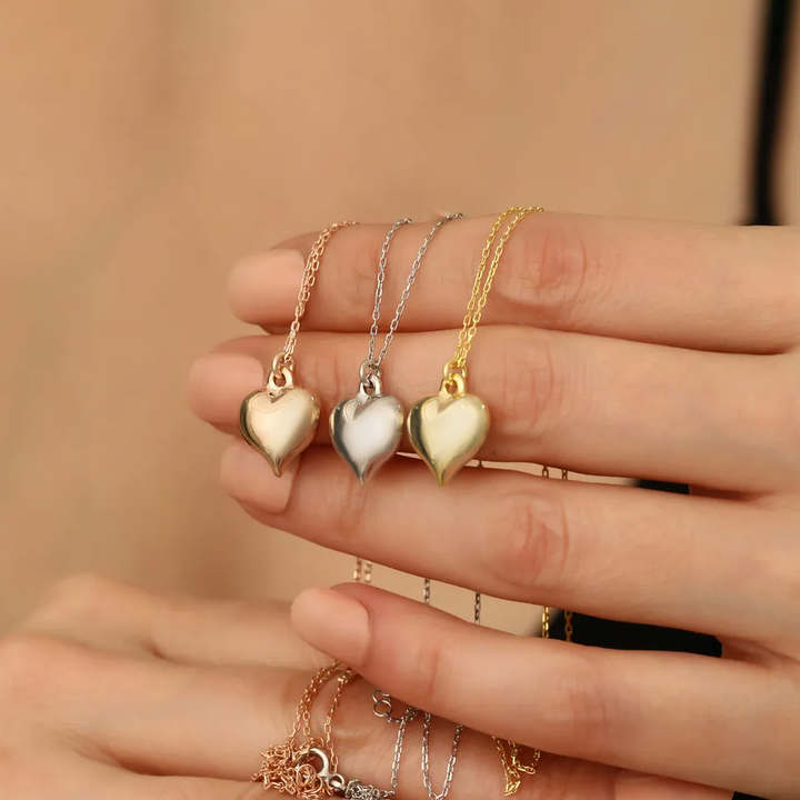 Mini Puffed Heart Necklaces