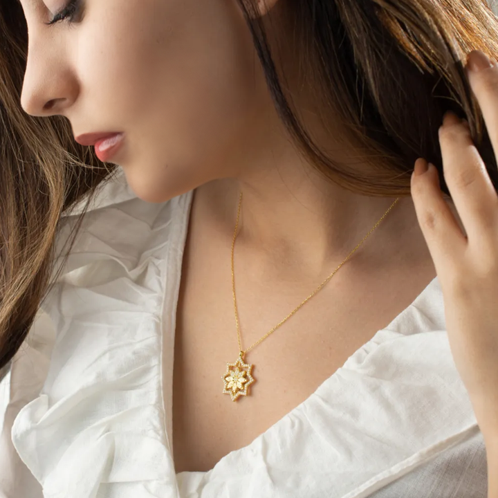 gold Lotus Flower Necklace