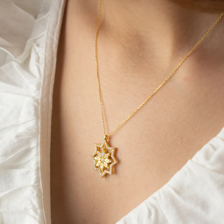 Lotus Necklace with Zircon