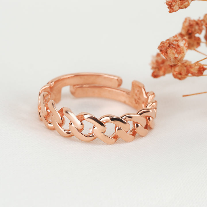 rose gold cuban chain ring