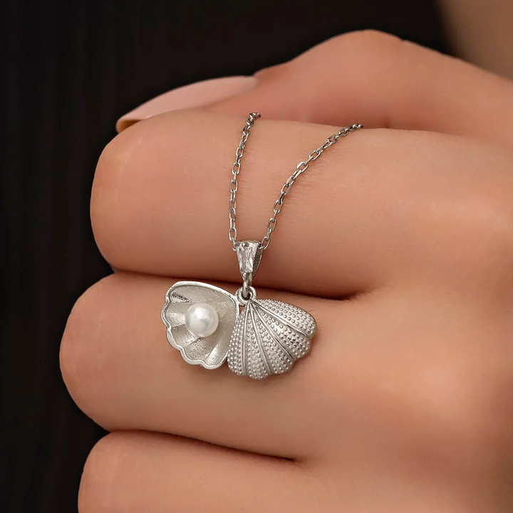 Seashell Locket Necklace with Freshwater Pearl