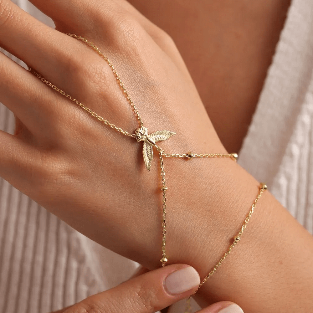 Phoenix Hand Chain Gold-Plated 925 Silver Bracelet | Resilient Design ...