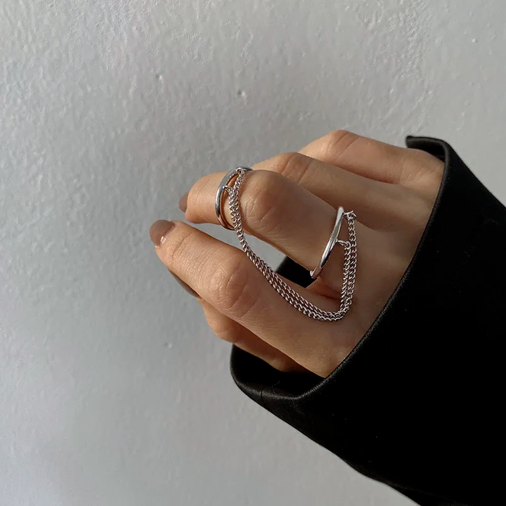 sterling silver curb chain ring