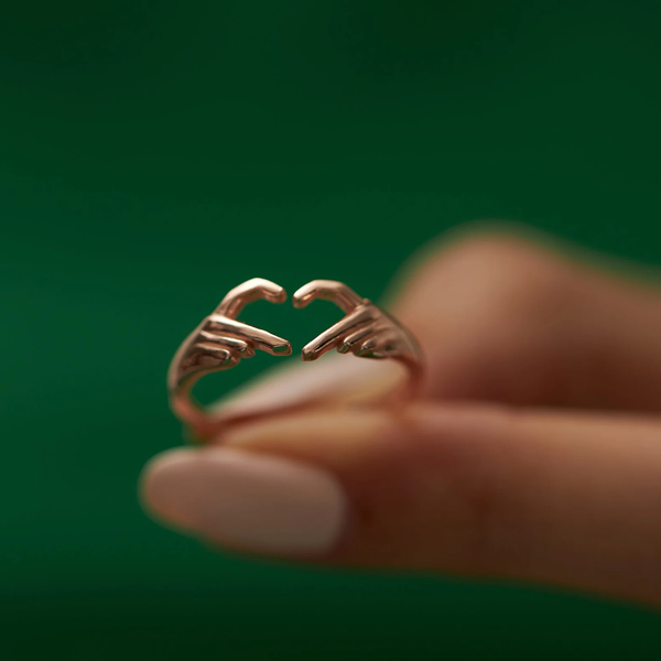Heart and Hand Gesture ring