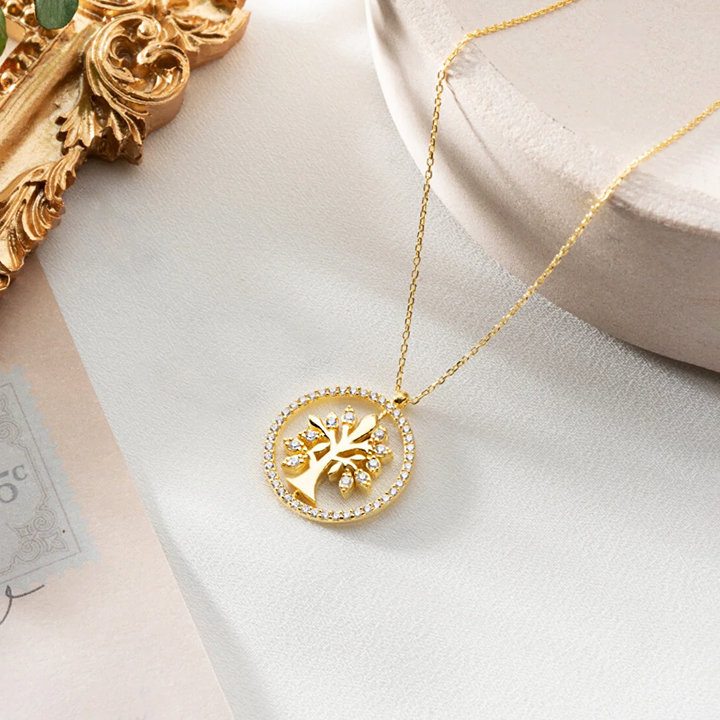 Ladies Pendants Tree of Life Double Sided Rotating Necklace