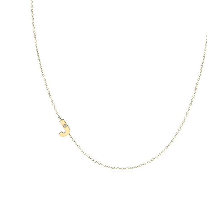 Gold Initial Necklace with Chain Minimalist Jewelry - J F W