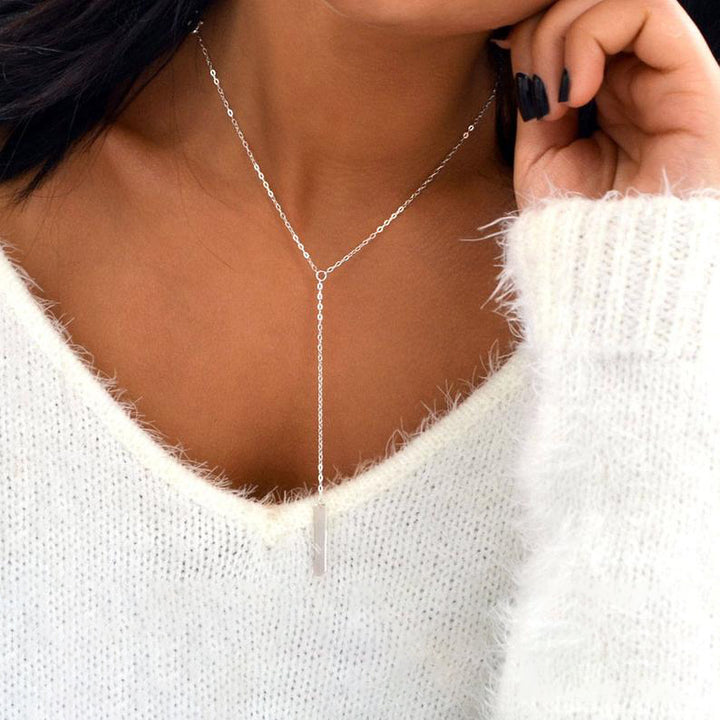 Lariat Y Necklace with Bar Drop Delicate Jewelry - J F W
