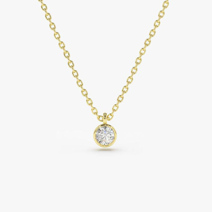 Solitaire Diamond Pendant with 14k Gold Chain - J F W
