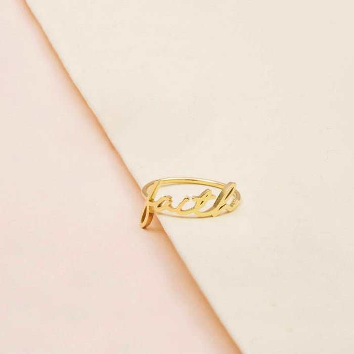 Name Ring 14k Solid Gold Personalized Jewelry Gift - J F W