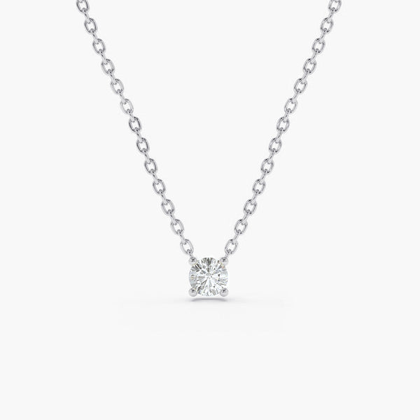 Minimalist Jewelry Solitaire Diamond Silver Necklace - J F W