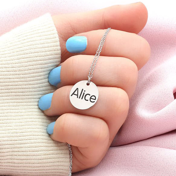 Silver Necklace with Engraved Charm Graduation Gift - J F W