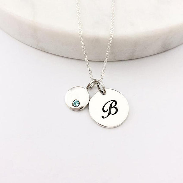 Birthstone Choker with Initial Personalized Charm Necklace| JFW