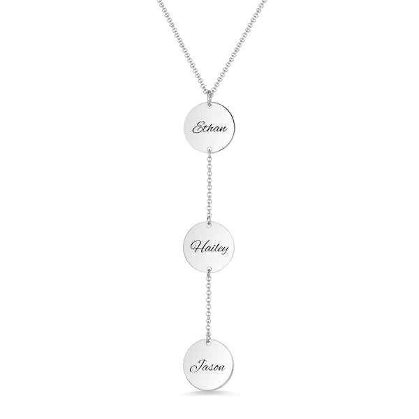 925 Silver Personalized Three Disc Name Necklace