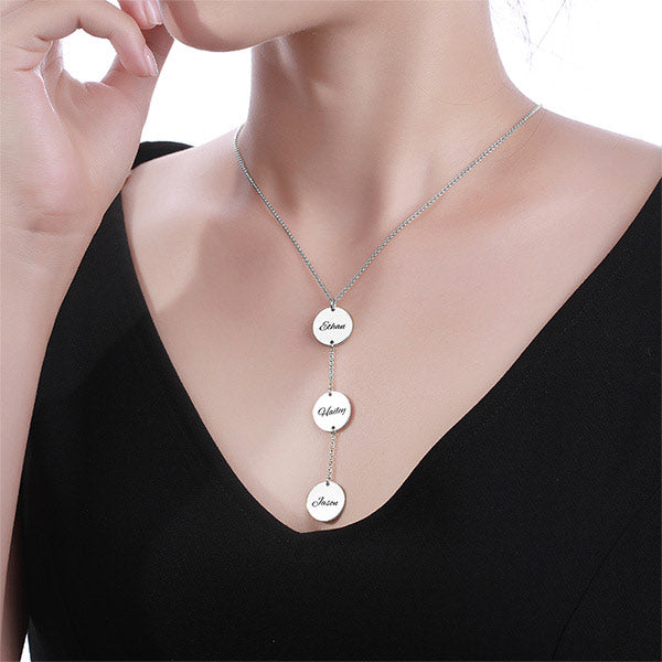 925 Silver Personalized Three Disc Name Necklace