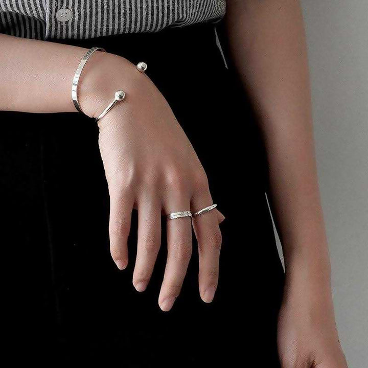 Curved Solid Silver Open Cuff Bracelet