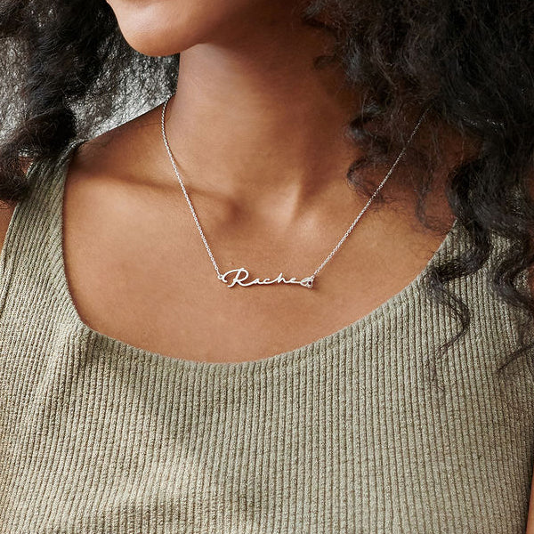 Personalized Name Necklace with July Birthstone - J F W