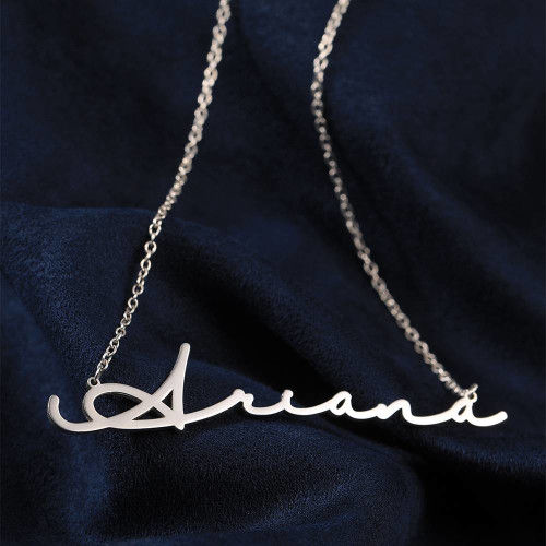 Handwriting Name Necklace Rose Gold Pendant with Chain - J F W