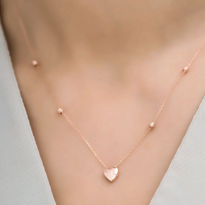 Minimalist Rose Gold Plated Silver Hearts Pendant Necklace Elegant Gift Idea