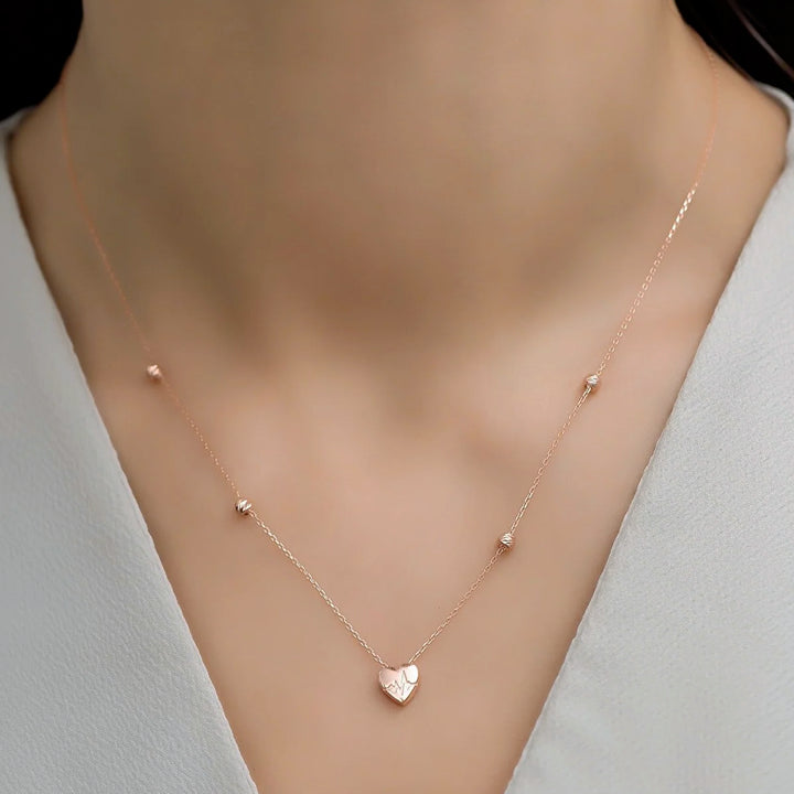 Minimalist Rose Gold Plated Silver Heart Pendant Necklace Elegant Gift Idea