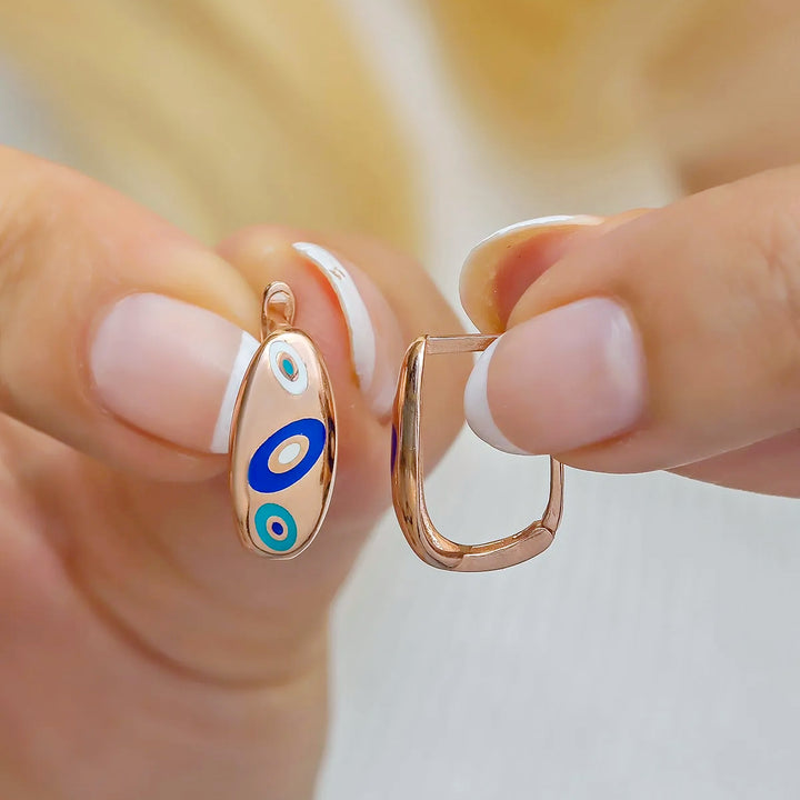 Stay Protected with Handmade Sterling Silver Earrings Featuring the Evil Eye Pattern