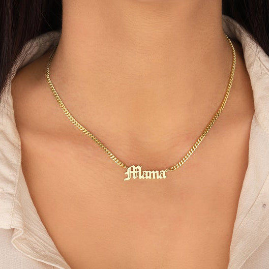 Gothic Name Necklace Mother's Gift Gold Jewelry - J F W
