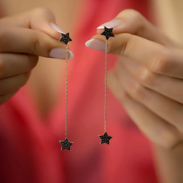 Dazzling Chain of Stars: Zircon Stone Earrings for a Glamorous Touch