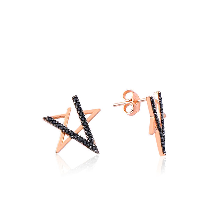 Black Zirconia Rose Gold Plated Earrings: Chic and Sophisticated Jewelry Accessory