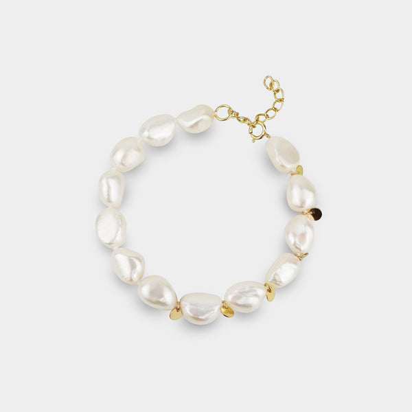 10 MM White Baroque Pearl Bracelet Minimal Jewelry - J F W