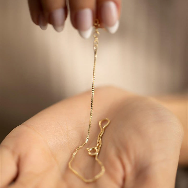 Thin Chain Bracelet Gold Vermeil Box Link Wrist Jewelry - J F W