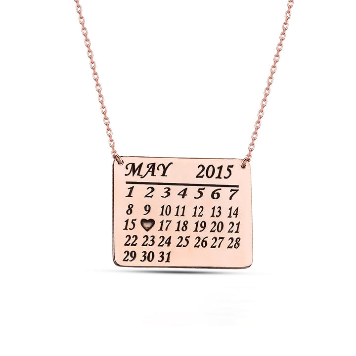 Calendar Necklace with Date Personalized Gift - J F W
