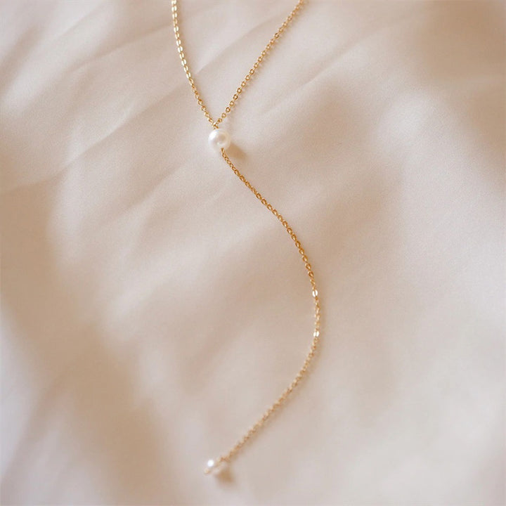 sterling silver lariat necklace with pearls