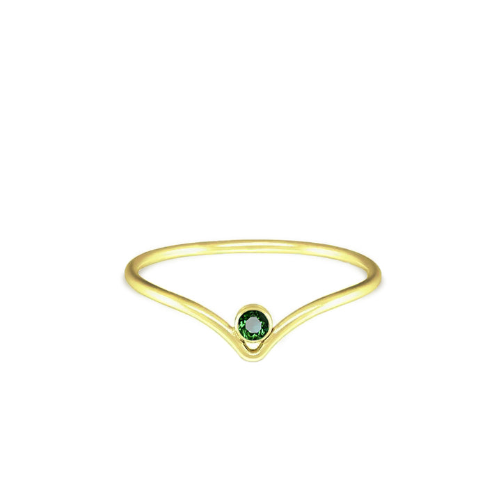 Emerald Ring in 925 Silver Chevron Band Birthstone Jewelry - J F W