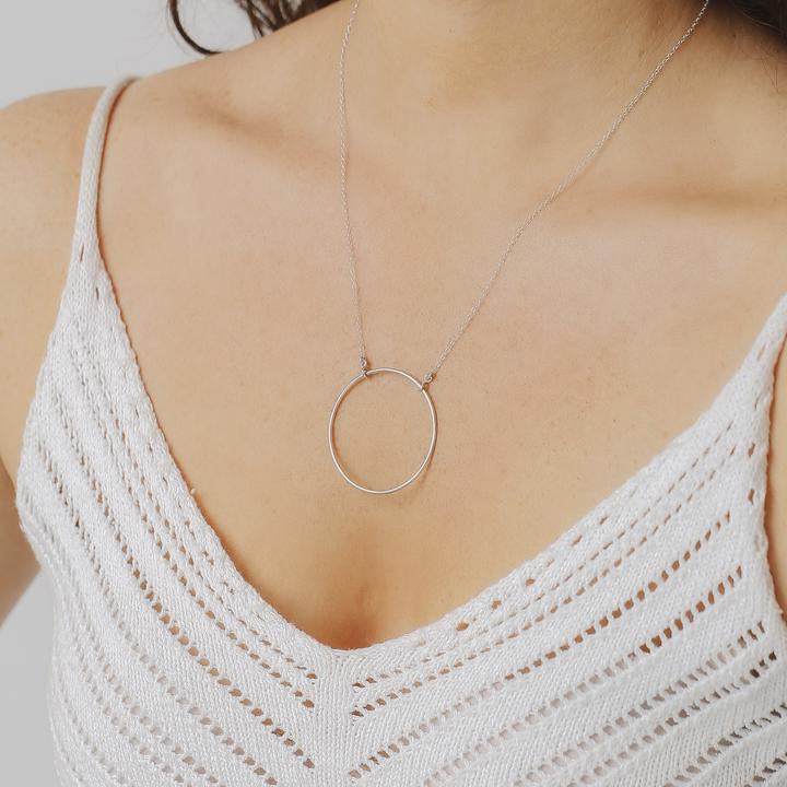 Circle Pendant Necklace for Women Dainty Chain Jewelry | JFW