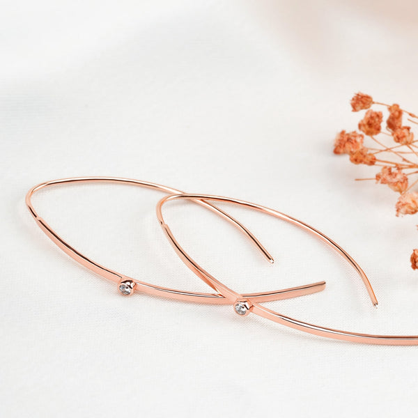 Rose Gold Minimalist Earrings with Birthstones - J F W