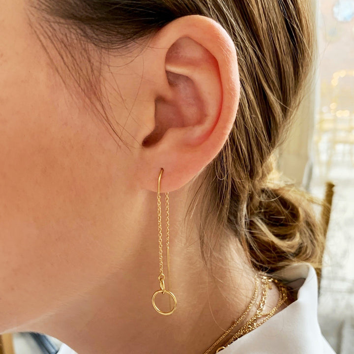 Links of Love Long Chain Ear Threader Women's Earrings - J F W
